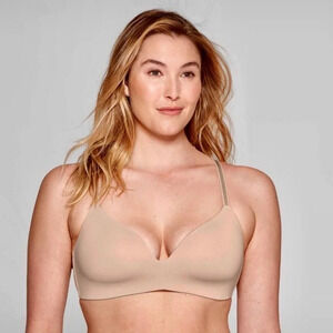 NWT Auden Bliss Lightly Lined Wirefree T-Shirt Bra Beige Tan Nude 46DDD 46F
